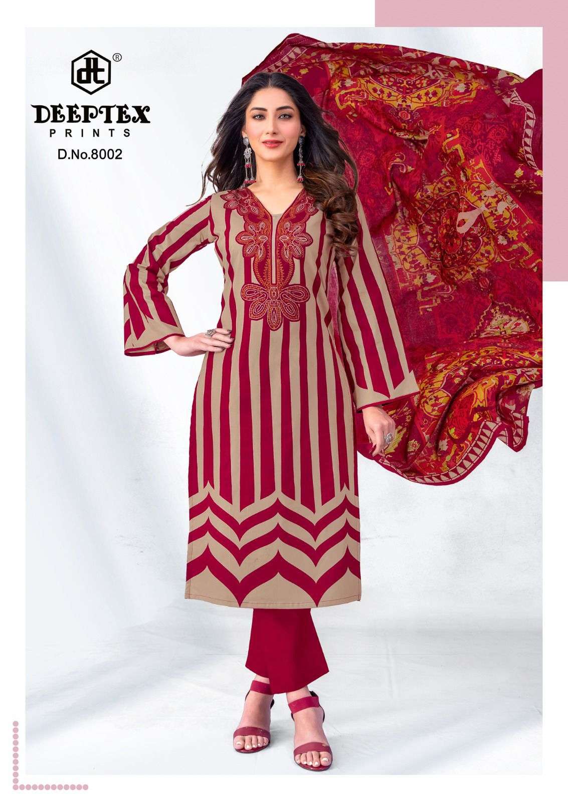 deeptex roohi zara vol-8 8001-8008 series lawn with fancy printed