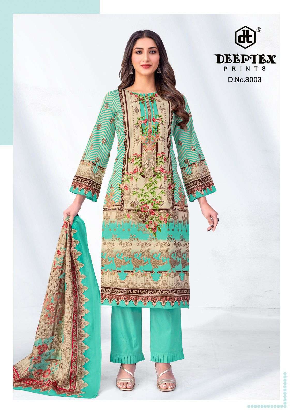 deeptex roohi zara vol-8 8001-8008 series lawn with fancy printed