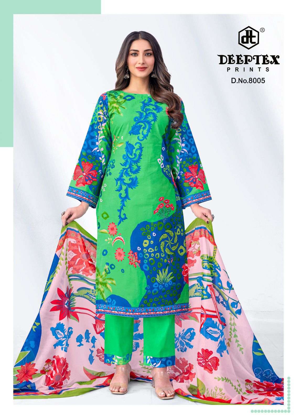 deeptex roohi zara vol-8 8001-8008 series lawn with fancy printed