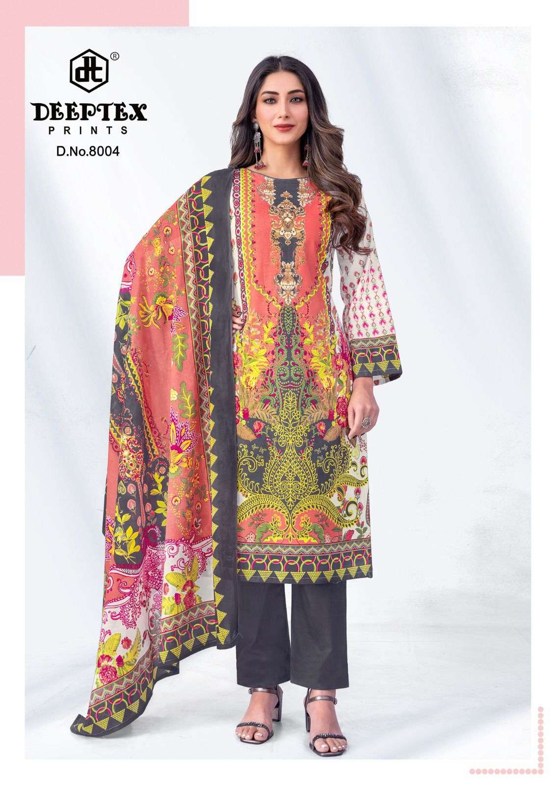deeptex roohi zara vol-8 8001-8008 series lawn with fancy printed